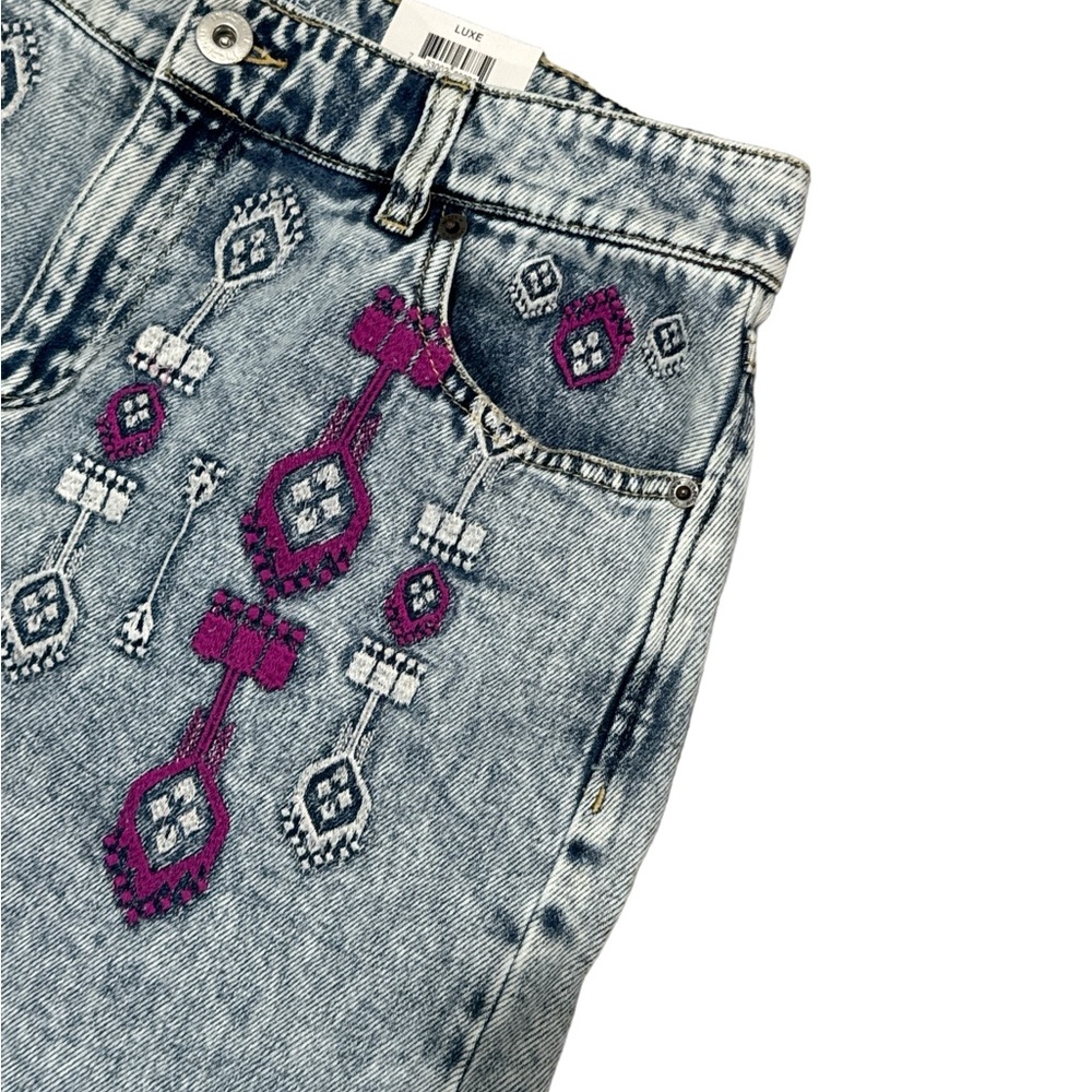 INC International Concepts Embroidered Denim High Rise Boho Jean Shorts - Picture 5 of 12